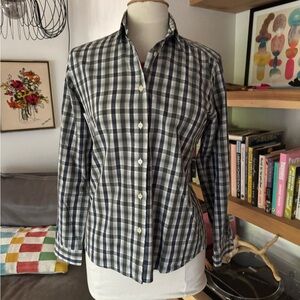 Vintage Nordstrom Blue and White Checkered Plaid Button Up Shirt